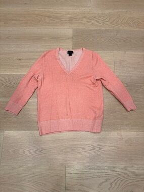J. Crew Coral Cashmere V-Neck Sweater